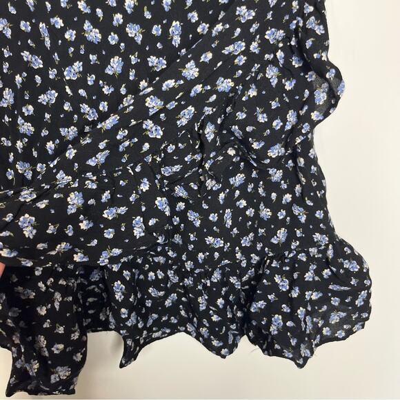 Madewell Ruffle-Wrap Mini Skirt Baby’s Breath Blue Floral Pattern Size - Picture 3 of 8